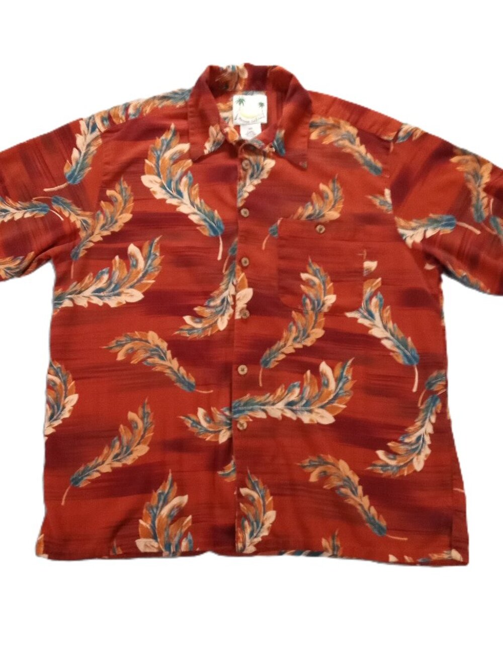 Banana Cabana Shirt Men Large 100% Silk Hawaiian Print Short Sleeve Button Up